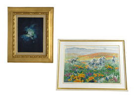 複数の絵画を含む骨董品多数で