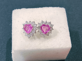 ピアス(セット):Pt900/ピンクサファイア/メレダイヤなど3点