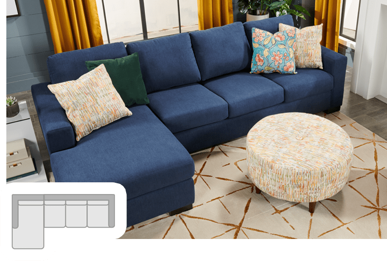 Sofa lab configuration, sofa bed and chaise.