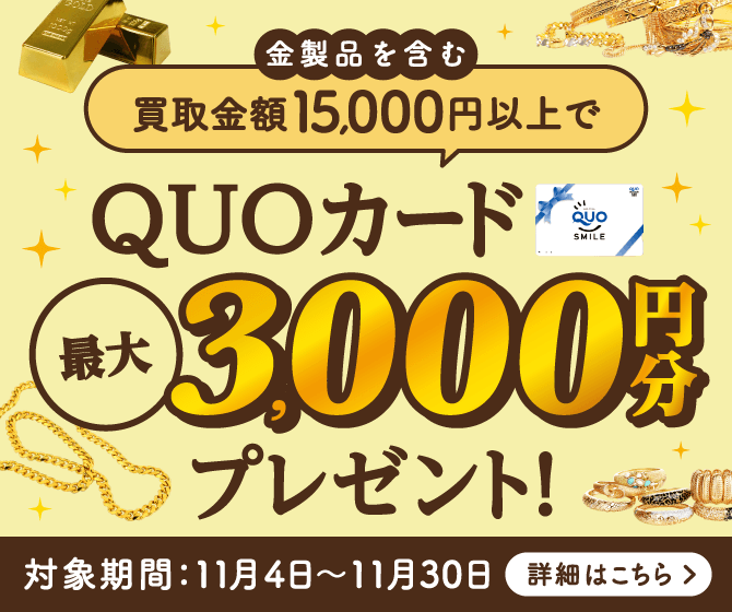 QUOカード最大3,000円分プレゼント！